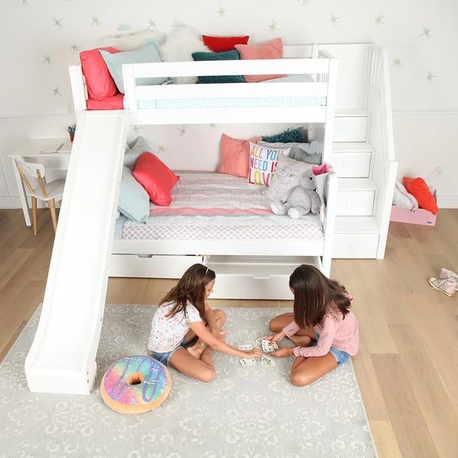 Maxtrix Medium Twin XL Over Full XL Bunk Bed With Stairs + Slide 8 Maxtrix Medium Twin XL Over Full XL Bunk Bed With Stairs + Slide - Image 6