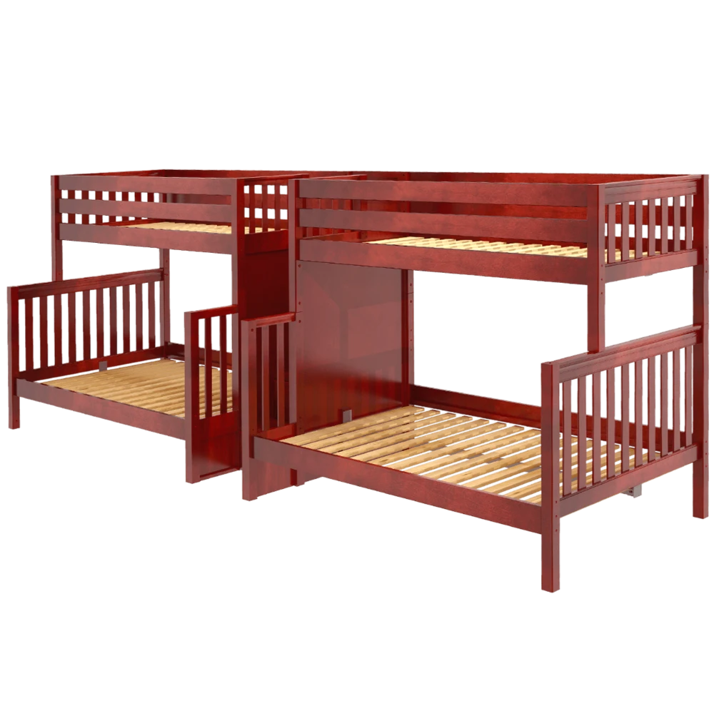 Maxtrix Twin XL Over Full XL Quadruple Bunk Bed With Stairs 3 Maxtrix Twin XL Over Full XL Quadruple Bunk Bed With Stairs