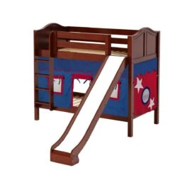 Maxtrix Twin Medium Bunk Bed With Straight Ladder, Curtain + Slide -Babyletto Store JOLLY 21 CC