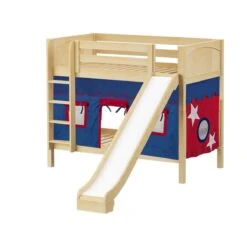 Maxtrix Twin Medium Bunk Bed With Straight Ladder, Curtain + Slide -Babyletto Store JOLLY 21 NP