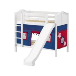 Maxtrix Twin Medium Bunk Bed With Straight Ladder, Curtain + Slide -Babyletto Store JOLLY 21 WC
