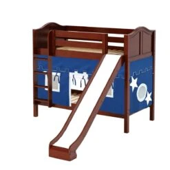 Maxtrix Twin Medium Bunk Bed With Straight Ladder, Curtain + Slide -Babyletto Store JOLLY 22 CC