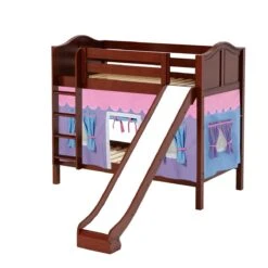 Maxtrix Twin Medium Bunk Bed With Straight Ladder, Curtain + Slide -Babyletto Store JOLLY 27 CC