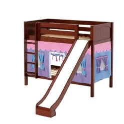 Maxtrix Twin Medium Bunk Bed With Straight Ladder, Curtain + Slide -Babyletto Store JOLLY 27 CP