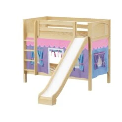 Maxtrix Twin Medium Bunk Bed With Straight Ladder, Curtain + Slide -Babyletto Store JOLLY 27 NP
