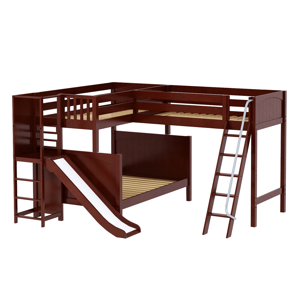 Maxtrix High Twin Over Full Corner Loft Bunk Bed With Ladder + Slide Platform 7 Maxtrix High Twin Over Full Corner Loft Bunk Bed With Ladder + Slide Platform - Image 5