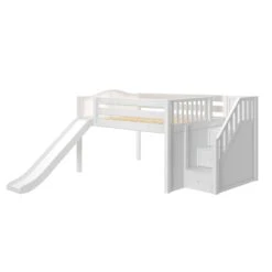 Maxtrix Full Low Loft Bed With Stairs + Slide 17 Maxtrix Full Low Loft Bed With Stairs + Slide -Babyletto Store KAPOW WC LEFT