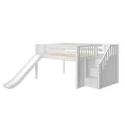 Maxtrix Full Low Loft Bed With Stairs + Slide 16 Maxtrix Full Low Loft Bed With Stairs + Slide -Babyletto Store KAPOW WP LEFT