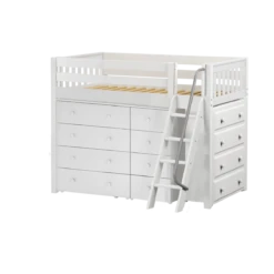 Maxtrix Twin Mid Loft Bed With Angled Ladder + Storage -Babyletto Store KATCHING WS 4f08f926 3973 4855 b312 74371ee31236