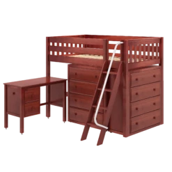 Maxtrix Twin Mid Loft Bed With Angled Ladder, Storage + Desk -Babyletto Store KATCHING21L CS