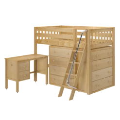 Maxtrix Twin Mid Loft Bed With Angled Ladder, Storage + Desk -Babyletto Store KATCHING21L NS