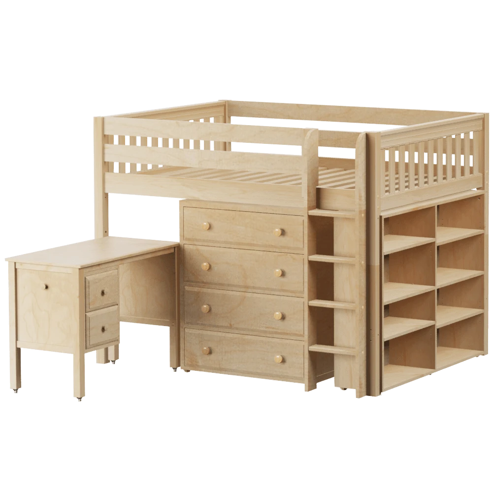 Maxtrix Full Mid Loft Bed With Straight Ladder, Storage + Desk 3 Maxtrix Full Mid Loft Bed With Straight Ladder, Storage + Desk