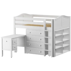 Maxtrix Full Mid Loft Bed With Straight Ladder, Storage + Desk 17 Maxtrix Full Mid Loft Bed With Straight Ladder, Storage + Desk -Babyletto Store KING23L WC