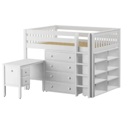 Maxtrix Full Mid Loft Bed With Straight Ladder, Storage + Desk 18 Maxtrix Full Mid Loft Bed With Straight Ladder, Storage + Desk -Babyletto Store KING23L WS