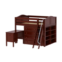 Maxtrix Full Mid Loft Bed With Angled Ladder, Storage + Desk -Babyletto Store KONG23L CC