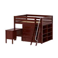 Maxtrix Full Mid Loft Bed With Angled Ladder, Storage + Desk -Babyletto Store KONG23L CS f79d6a82 3a18 45be 8107 a34b8a217310