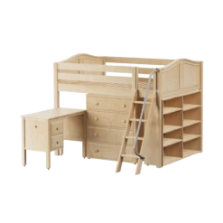 Maxtrix Full Mid Loft Bed With Angled Ladder, Storage + Desk -Babyletto Store KONG23L NC bfb80d4a 9f83 4cd8 a01a 296d1139c962
