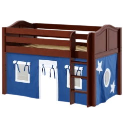 Maxtrix Twin Low Loft Bed With Straight Ladder + Curtain -Babyletto Store LOW RIDER22 CC