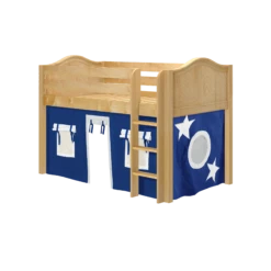 Maxtrix Twin Low Loft Bed With Straight Ladder + Curtain -Babyletto Store LOW RIDER22 NC