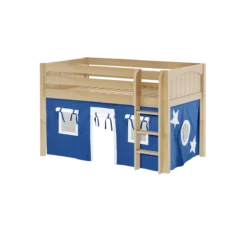 Maxtrix Twin Low Loft Bed With Straight Ladder + Curtain -Babyletto Store LOW RIDER22 NP