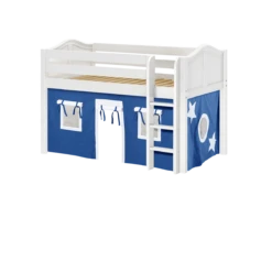 Maxtrix Twin Low Loft Bed With Straight Ladder + Curtain -Babyletto Store LOW RIDER22 WC