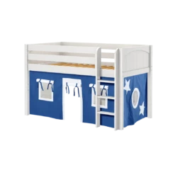 Maxtrix Twin Low Loft Bed With Straight Ladder + Curtain -Babyletto Store LOW RIDER22 WP