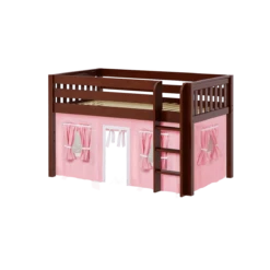 Maxtrix Twin Low Loft Bed With Straight Ladder + Curtain -Babyletto Store LOW RIDER23 CS