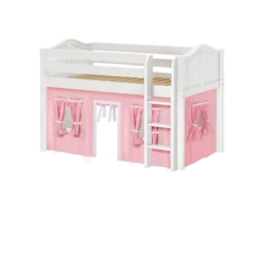 Maxtrix Twin Low Loft Bed With Straight Ladder + Curtain -Babyletto Store LOW RIDER23 WC