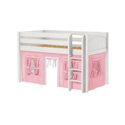 Maxtrix Twin Low Loft Bed With Straight Ladder + Curtain -Babyletto Store LOW RIDER23 WP