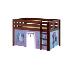 Maxtrix Twin Low Loft Bed With Straight Ladder + Curtain -Babyletto Store LOW RIDER27 CS