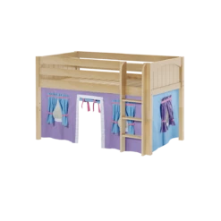 Maxtrix Twin Low Loft Bed With Straight Ladder + Curtain -Babyletto Store LOW RIDER27 NP