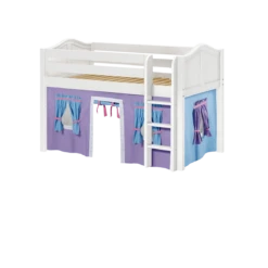 Maxtrix Twin Low Loft Bed With Straight Ladder + Curtain -Babyletto Store LOW RIDER27 WC