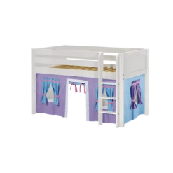 Maxtrix Twin Low Loft Bed With Straight Ladder + Curtain -Babyletto Store LOW RIDER27 WP