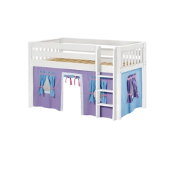 Maxtrix Twin Low Loft Bed With Straight Ladder + Curtain -Babyletto Store LOW RIDER27 WS