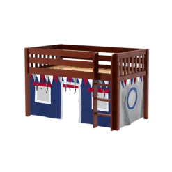 Maxtrix Twin Low Loft Bed With Straight Ladder + Curtain -Babyletto Store LOW RIDER44 CS