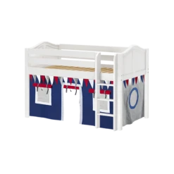 Maxtrix Twin Low Loft Bed With Straight Ladder + Curtain -Babyletto Store LOW RIDER44 WC