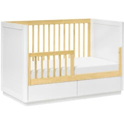 Babyletto Bento 3-in-1 Convertible Storage Crib With Toddler Bed Conversion Kit -Babyletto Store M21601WN White Background 03