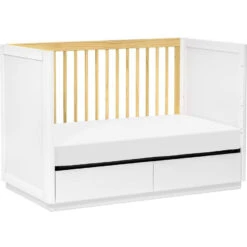 Babyletto Bento 3-in-1 Convertible Storage Crib With Toddler Bed Conversion Kit -Babyletto Store M21601WN White Background 04