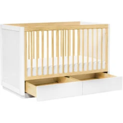 Babyletto Bento 3-in-1 Convertible Storage Crib With Toddler Bed Conversion Kit -Babyletto Store M21601WN White Background 05