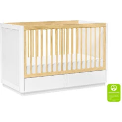 Babyletto Bento 3-in-1 Convertible Storage Crib With Toddler Bed Conversion Kit -Babyletto Store M21601WN White Background Main Greenguard 00