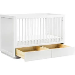 Babyletto Bento 3-in-1 Convertible Storage Crib With Toddler Bed Conversion Kit -Babyletto Store M21601W White Background 05