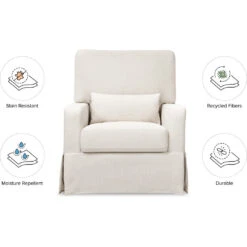 Namesake Crawford Pillowback Comfort Swivel Glider 21 Namesake Crawford Pillowback Comfort Swivel Glider -Babyletto Store M21787PCMEW White Background 02