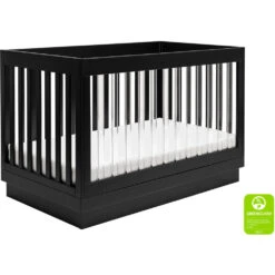 Babyletto Harlow 3-in-1 Convertible Acrylic Crib With Toddler Bed Conversion Kit -Babyletto Store M8601KB White Background Main Greenguard 00 d120ab51 93f2 4263 8695 a31b0b11dfc4