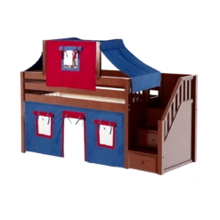 Maxtrix Twin Low Loft Bed With Stairs, Curtain + Top Tent 36 Maxtrix Twin Low Loft Bed With Stairs, Curtain + Top Tent -Babyletto Store MAJOR21 CP