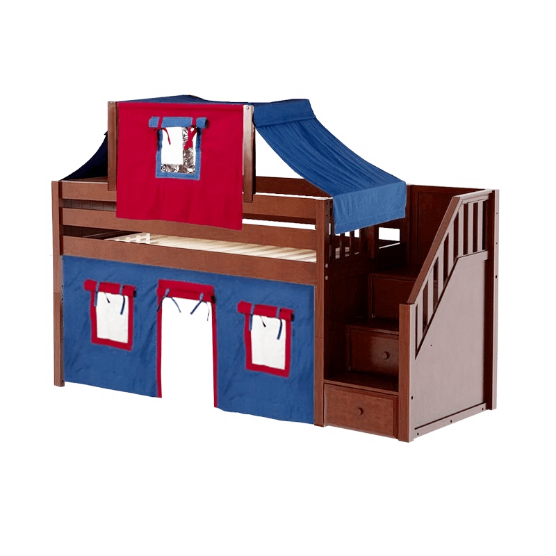 Maxtrix Twin Low Loft Bed With Stairs, Curtain + Top Tent 17 Maxtrix Twin Low Loft Bed With Stairs, Curtain + Top Tent - Image 15