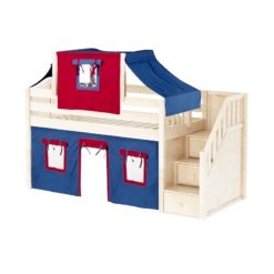 Maxtrix Twin Low Loft Bed With Stairs, Curtain + Top Tent 29 Maxtrix Twin Low Loft Bed With Stairs, Curtain + Top Tent -Babyletto Store MAJOR21 NC