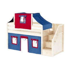 Maxtrix Twin Low Loft Bed With Stairs, Curtain + Top Tent 26 Maxtrix Twin Low Loft Bed With Stairs, Curtain + Top Tent -Babyletto Store MAJOR21 NS