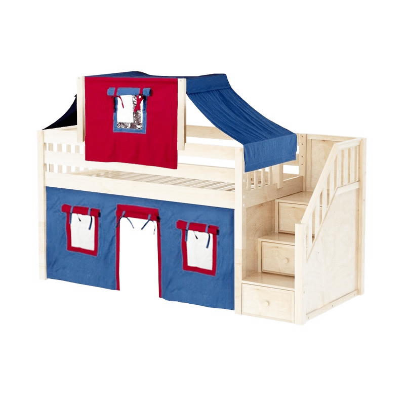 Maxtrix Twin Low Loft Bed With Stairs, Curtain + Top Tent 7 Maxtrix Twin Low Loft Bed With Stairs, Curtain + Top Tent - Image 5