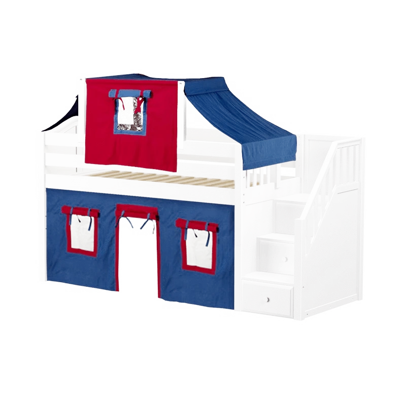 Maxtrix Twin Low Loft Bed With Stairs, Curtain + Top Tent 5 Maxtrix Twin Low Loft Bed With Stairs, Curtain + Top Tent - Image 3