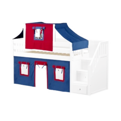 Maxtrix Twin Low Loft Bed With Stairs, Curtain + Top Tent 28 Maxtrix Twin Low Loft Bed With Stairs, Curtain + Top Tent -Babyletto Store MAJOR21 WS